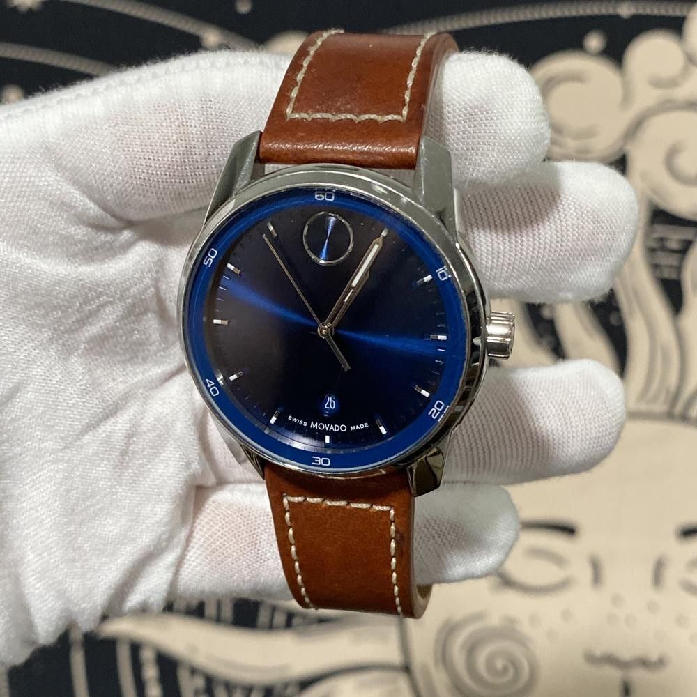 Movado BOLD Verso 20375235 Brown Leather Strap Quartz Analog Dial Men Wristwatch
